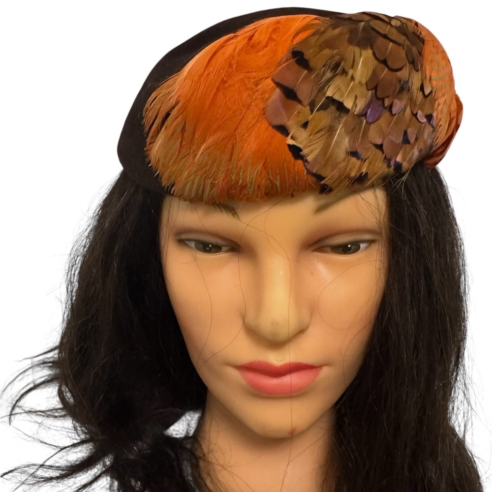Vintage Pheasant Feathered 
Multi-Color Beret by Gwen Pennington